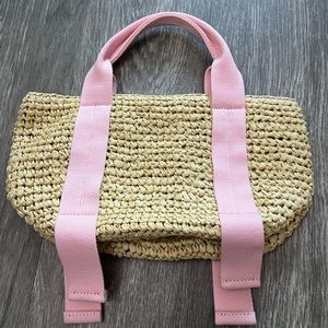 Stoney Clover Lane woven tote with pink straps